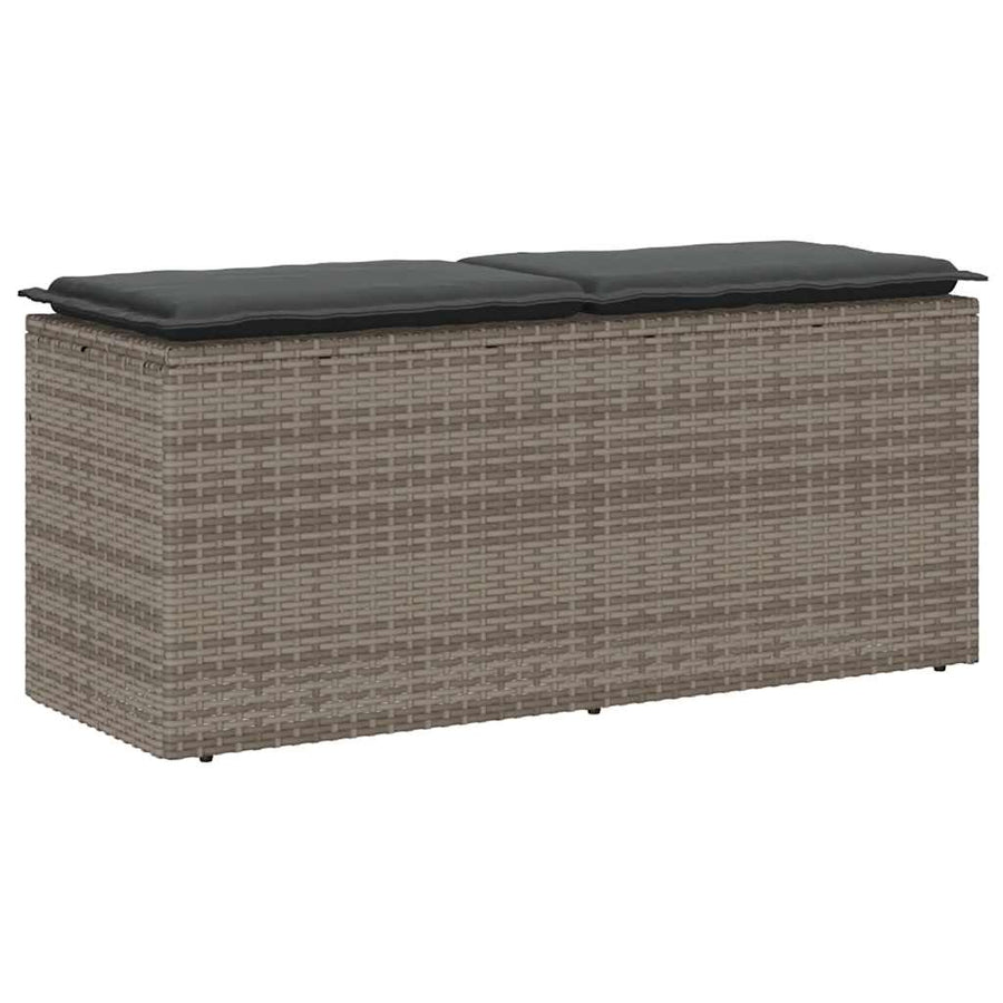 NNEVL Garden Bench with Cushion Grey 110x40x44 cm Poly Rattan-0