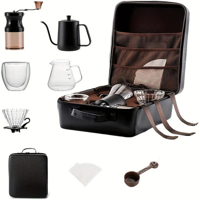 NNETM Gourmet Travel Stainless Steel Coffee Set Grinder (9pcs)-0