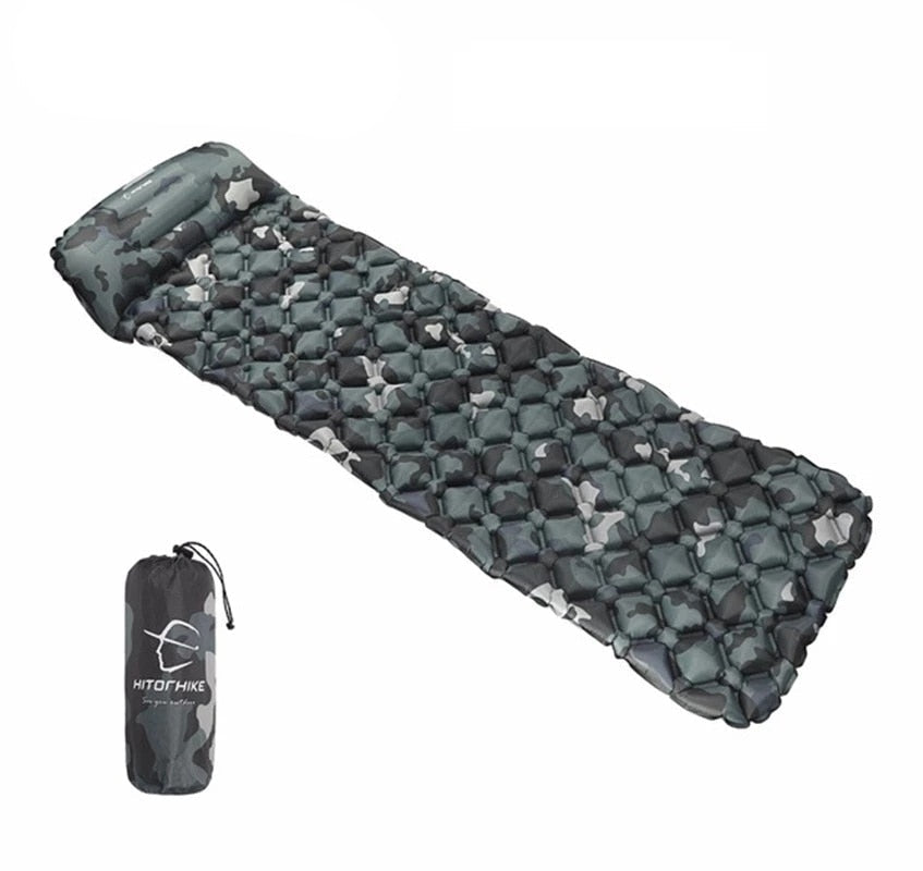 NNEOBA Outdoor Sleeping Pad Camping Inflatable Mattress with Pillows Travel Mat Folding Bed Ultralight Air Cushion Hiking Trekking-0