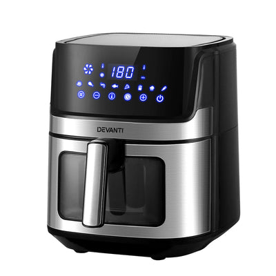 NNEDSZ Devanti Air Fryer 6.5L LCD Fryers Clear Window-0
