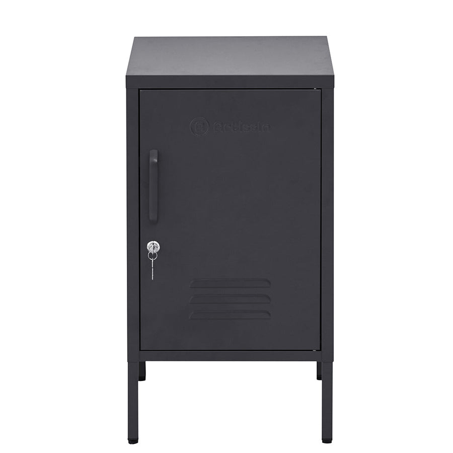 NNEDSZ Mini Metal Locker Storage Shelf Organizer Cabinet Bedroom Black-0
