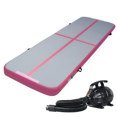 NNEDSZ  3X1M Inflatable Air Track Mat with Pump Tumbling Gymnastics Pink-0