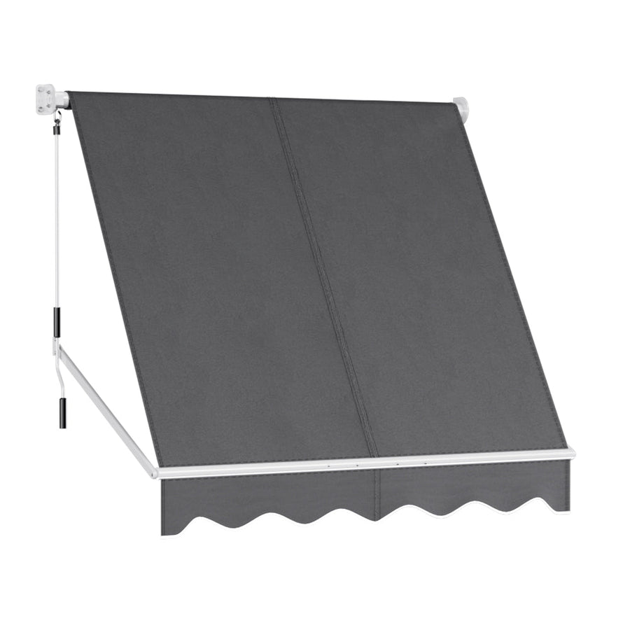 NNEDSZ Retractable Fixed Pivot Arm Window Awning Outdoor Blinds 2.1X2.1M Grey-0