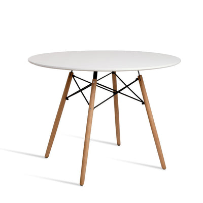 NNEDSZ Dining Table 4 Seater Round Replica DSW Eiffel Kitchen Timber White-0