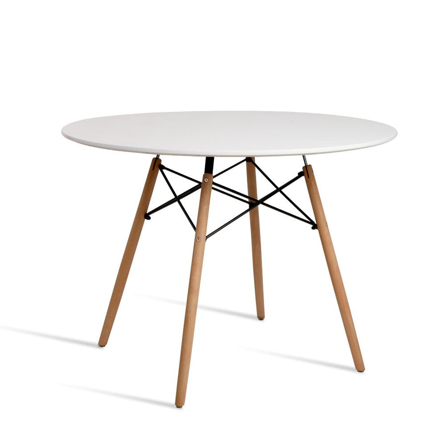 NNEDSZ Dining Table 4 Seater Round Replica DSW Eiffel Kitchen Timber White-0