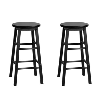 NNEDSZ Set of 2 Beech Wood Backless Bar Stools - Black-0