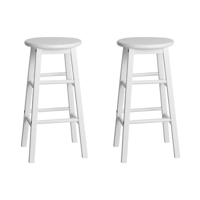 NNEDSZ Set of 2 Beech Wood Backless Bar Stools - White-0