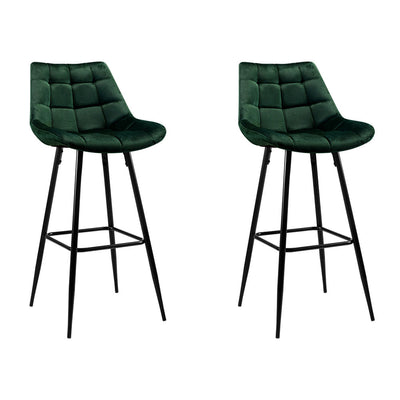 NNEDSZ Set of 2 Velvet Bar Stools - Green-0