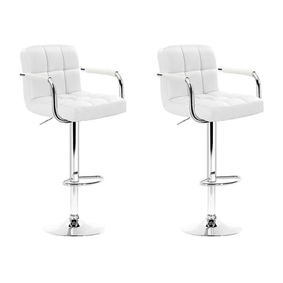 NNEDSZ Set of 2 Bar Stools Gas lift Swivel - Steel and White-0