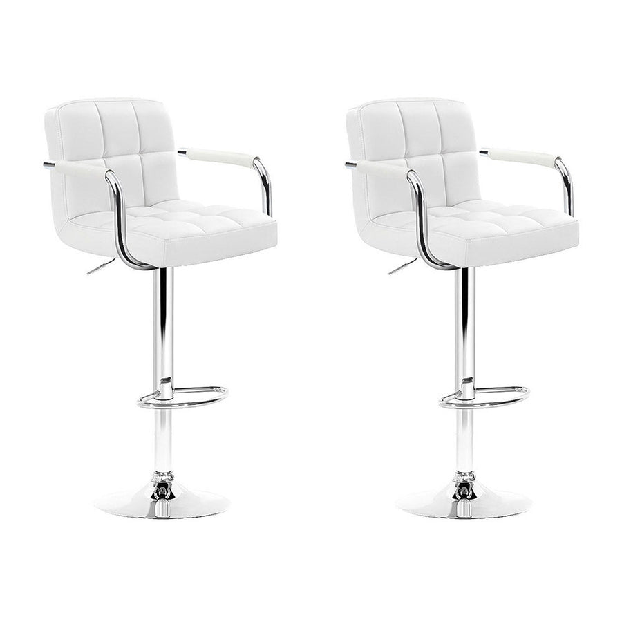 NNEDSZ Set of 2 Bar Stools Gas lift Swivel - Steel and White-0