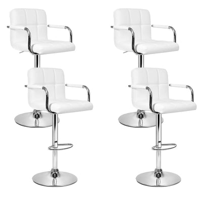 NNEDSZ Set of 4 Bar Stools Gas lift Swivel - Steel and White-0