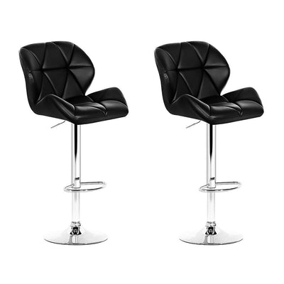 NNEDSZ Set of 2 Kitchen Bar Stools - Black and Chrome-0