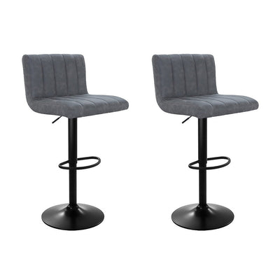 NNEDSZ Set of 2 Bar Stools PU Leather Line Style - Grey-0