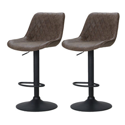 NNEDSZ Set of 2 Bar Stools Kitchen Stool Chairs Metal Barstool Dining Chair Brown Rushal-0