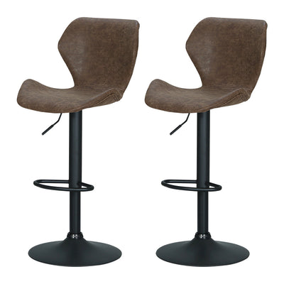 NNEDSZ Set of 2 Bar Stools Kitchen Stool Chairs Metal Barstool Swivel Brown Frawley-0