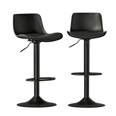 NNEDSZ 2x Bar Stools Padded Seat Gas Lift Black-0