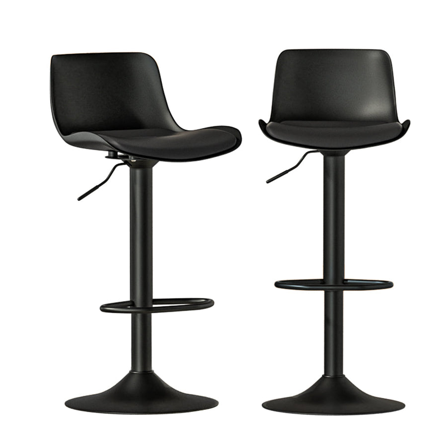 NNEDSZ 2x Bar Stools Padded Seat Gas Lift Black-0
