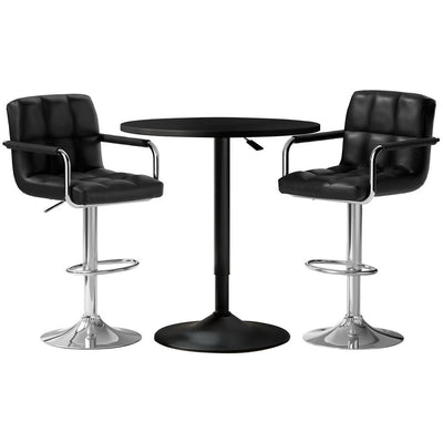 NNEDSZ Artiss Bar Table and Stools Set Dining Desk Kitchen Chairs Cafe Pub-0