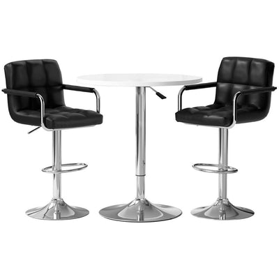 NNEDSZ Artiss Bar Table and Stools Set Dining Desk Kitchen Chairs Cafe Pub-0