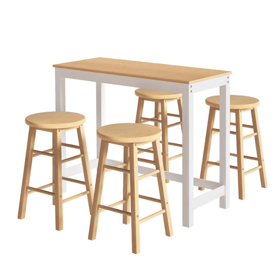 NNEDSZ Artiss Bar Table and Stools Set Dining Desk Kitchen Chairs Cafe Pub-0