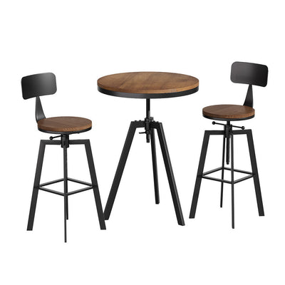 NNEDSZ Artiss Bar Table and Stools Set Dining Desk Industrial Kitchen Chairs Cafe Pub-0