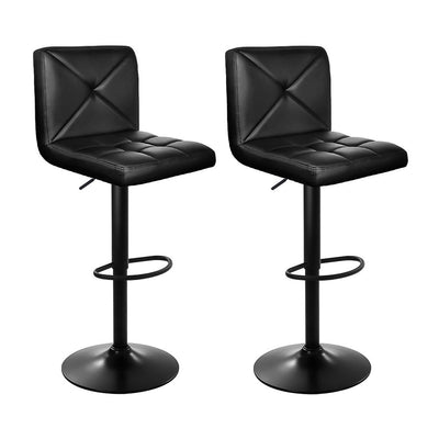 NNEDSZ Set of 2 PU Leather Gas Lift Bar Stools - Black-0