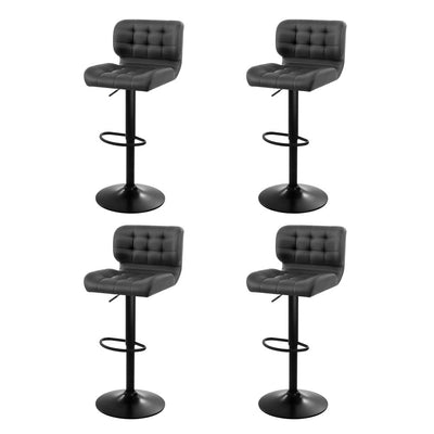 NNEDSZ Artiss 4x Bar Stools Gas Lift Leather Padded Grey-0
