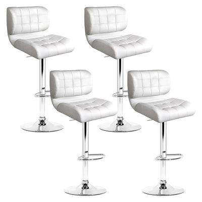 NNEDSZ Set of 4 PU Leather Gas Lift Bar Stools - White and Chrome-0