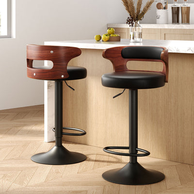 NNEDSZ Artiss 2x Bar Stools Gas Lift Faux Leather-0