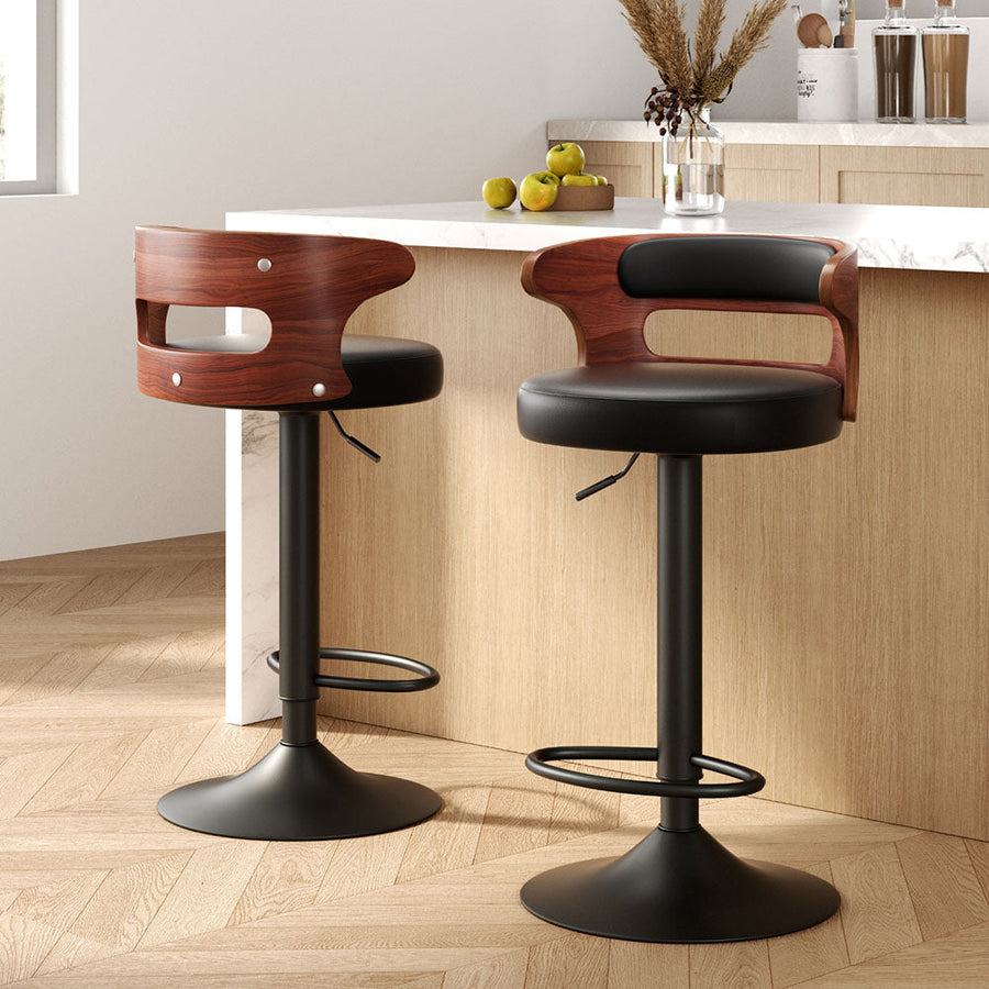 NNEDSZ Artiss 2x Bar Stools Gas Lift Faux Leather-0