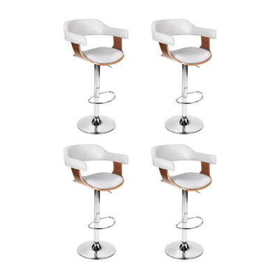 NNEDSZ 2x Artiss Bar Stools Gas Lift Leather with Armrest White-0