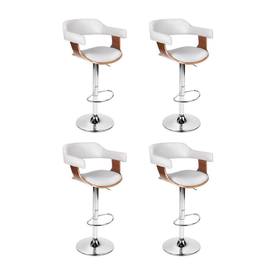 NNEDSZ 2x Artiss Bar Stools Gas Lift Leather with Armrest White-0