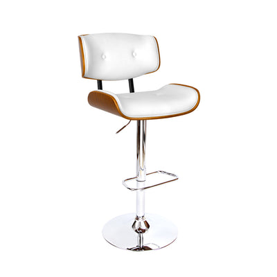 NNEDSZ Wooden Gas Lift Bar Stool - White and Chrome-0
