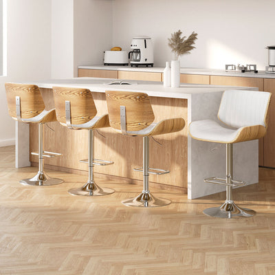 NNEDSZ Artiss 4x Bar Stools Adjustable Leather Chairs-0