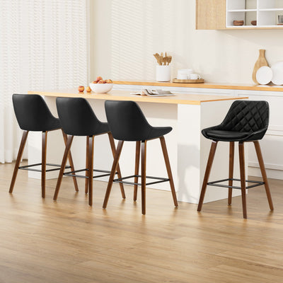 NNEDSZ Artiss 4x Bar Stools PU Seat Wooden-0