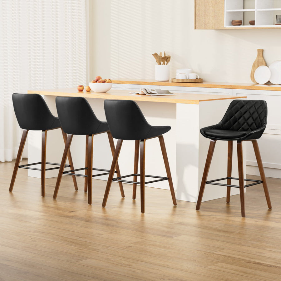 NNEDSZ Artiss 4x Bar Stools PU Seat Wooden-0
