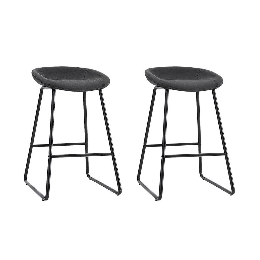 NNEDSZ 2x Bar Stools Kitchen Dining Chairs Counter Stool PU Leather Metal-0
