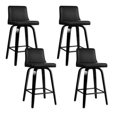 NNEDSZ Set of 4 Wooden PU Leather Bar Stool - Black-0