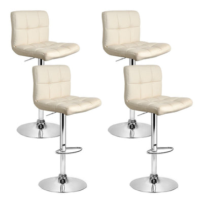 NNEDSZ Set of 4 PU Leather Gas Lift Bar Stools - Beige-0