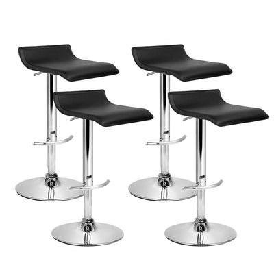 NNEDSZ Set of 4 PU Leather Wave Style Bar Stools - Black-0