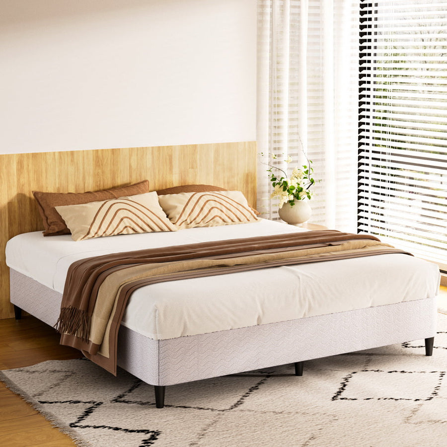 NNEDSZ Artiss Bed Frame King Size Metal Grey MASON-0