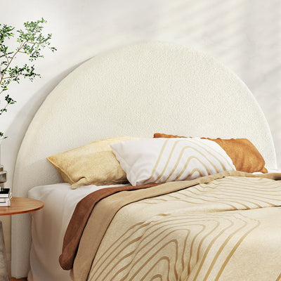 NNEDSZ Artiss Bed Head Headboard Bed Frame Queen Boucle - GREI White-0