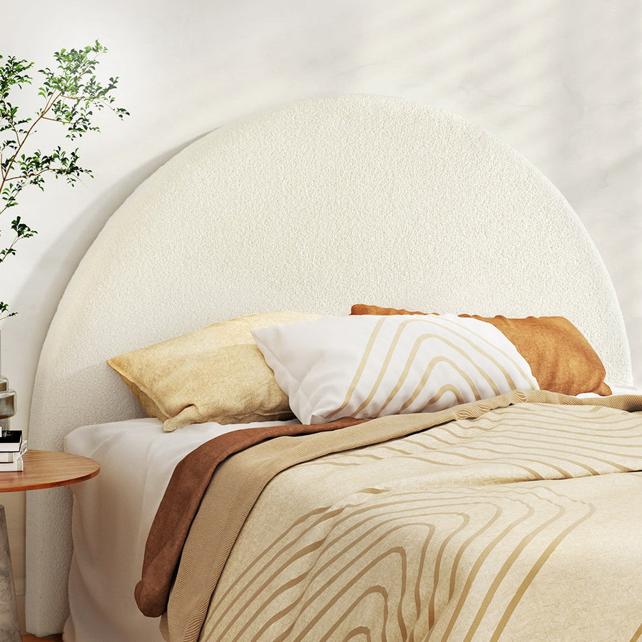 NNEDSZ Artiss Bed Head Headboard Bed Frame Queen Boucle - GREI White-0