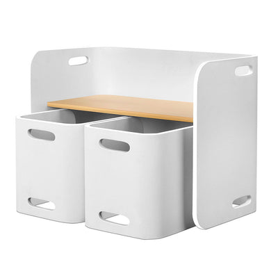 NNEDSZ 3 PC Nordic Kids Table Chair Set White Desk Activity Compact Children-0