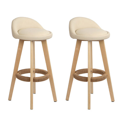 NNEDSZ Set of 2 PU Leather Backrest Bar Stools - Beige-0