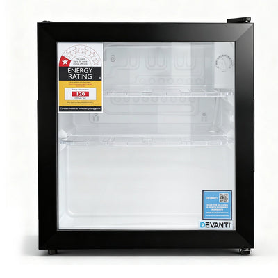 Devanti 40L Bar Fridge Glass Door Mini Fridge Countertop Cooler Black-0
