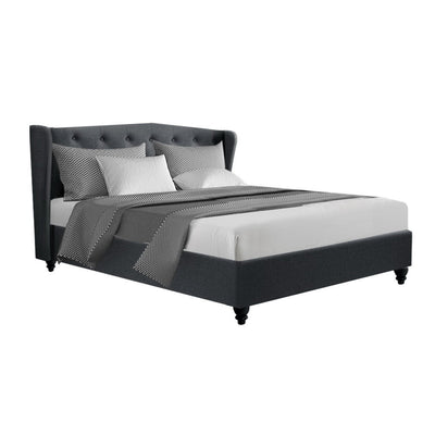 NNEDSZ Pier Bed Frame Fabric - Charcoal Queen-0
