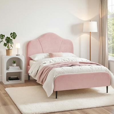Artiss King Single Storage Bed Frame Velvet with Bedside Table Pink-0