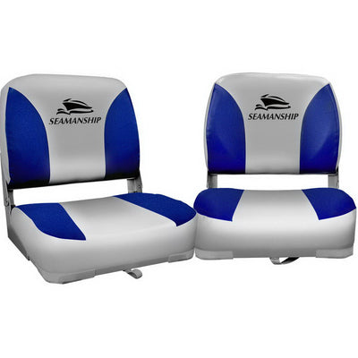 NNEDSZ Set of 2 Folding Swivel Boat Seats - Grey & Blue-0