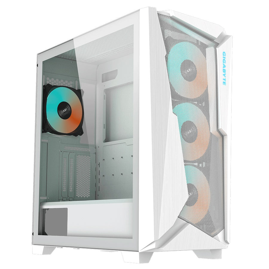 Gigabyte C301 RGB Tempered Glass E-ATX White Mid Tower Gaming Chassis 2x3.5" 2x2.5" 2xUSB3.0 Detachable Dust